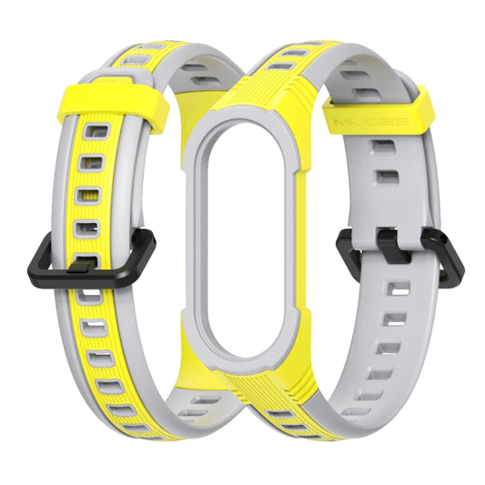 For Xiaomi Mi Band 5 / 6 / 7 MIJOBS Unibody Two-color Silicone Watch Band(Yellow Grey) by MIJOBS