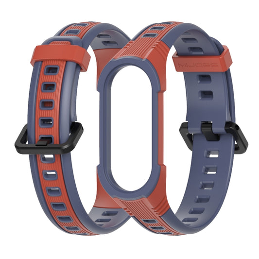 For Xiaomi Mi Band 5 / 6 / 7 MIJOBS Unibody Two-color Silicone Watch Band(Orang Midnight Blue) by MIJOBS