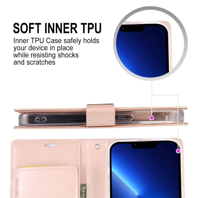 For iPhone 14 GOOSPERY RICH DIARY Crazy Horse Texture Leather Case (Rose Gold) - iPhone 14 Cases by GOOSPERY | Online Shopping UK | buy2fix