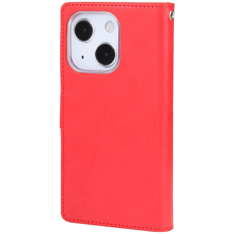 For iPhone 14 MERCURY GOOSPERY MANSOOR 9 Card Slots Leather Case (Red) - iPhone 14 Cases by GOOSPERY | Online Shopping UK | buy2fix