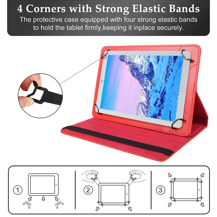 For 8 inch Tablet 360 Degree Rotation Litchi Texture Flip Leather Tablet Case(Red) - 8 inch by buy2fix | Online Shopping UK | buy2fix