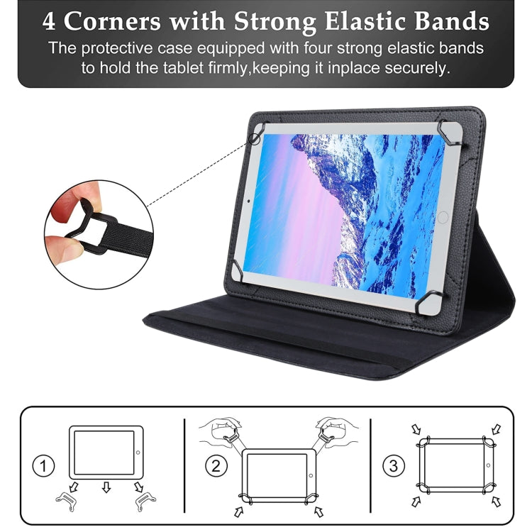 For 8 inch Tablet 360 Degree Rotation Litchi Texture Flip Leather Tablet Case(Black) - 8 inch by buy2fix | Online Shopping UK | buy2fix