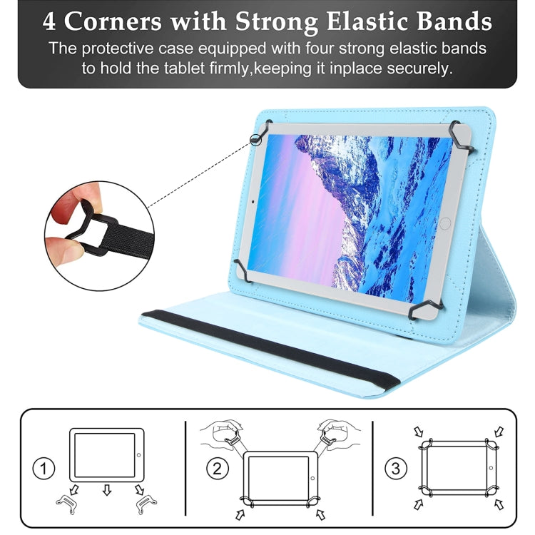 For 8 inch Tablet 360 Degree Rotation Litchi Texture Flip Leather Tablet Case(Sky Blue) - 8 inch by buy2fix | Online Shopping UK | buy2fix