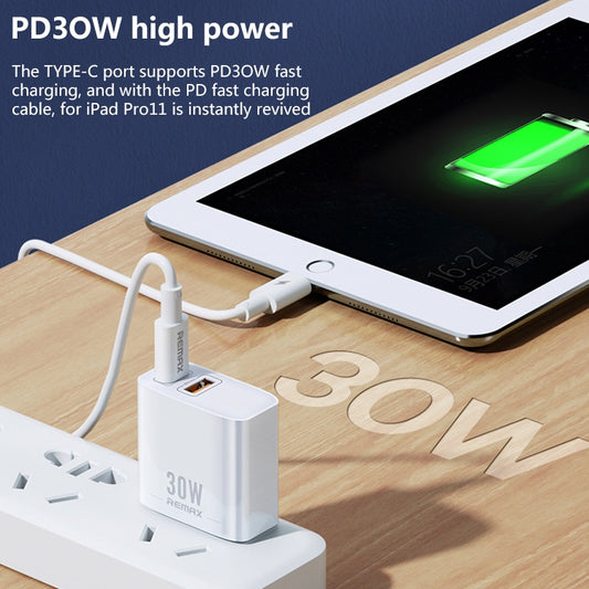 REMAX RP-U82 30W USB+USB-C/Type-C Dual Interface Fast Charger, Specification:CN Plug(White) by REMAX