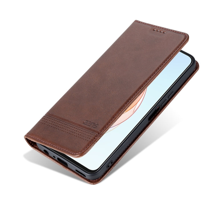 For Honor X40i AZNS Magnetic Calf Texture Flip Leather Phone Case(Dark Brown) - Honor Cases by AZNS | Online Shopping UK | buy2fix