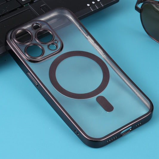 For iPhone 14 Pro Max MagSafe Electroplating Straight TPU Phone Case (Black) by buy2fix