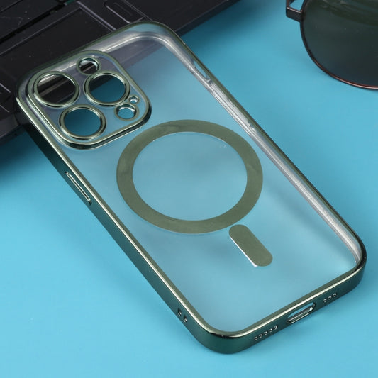 For iPhone 11 Pro Max MagSafe Electroplating Straight TPU Phone Case (Dark Green) by buy2fix