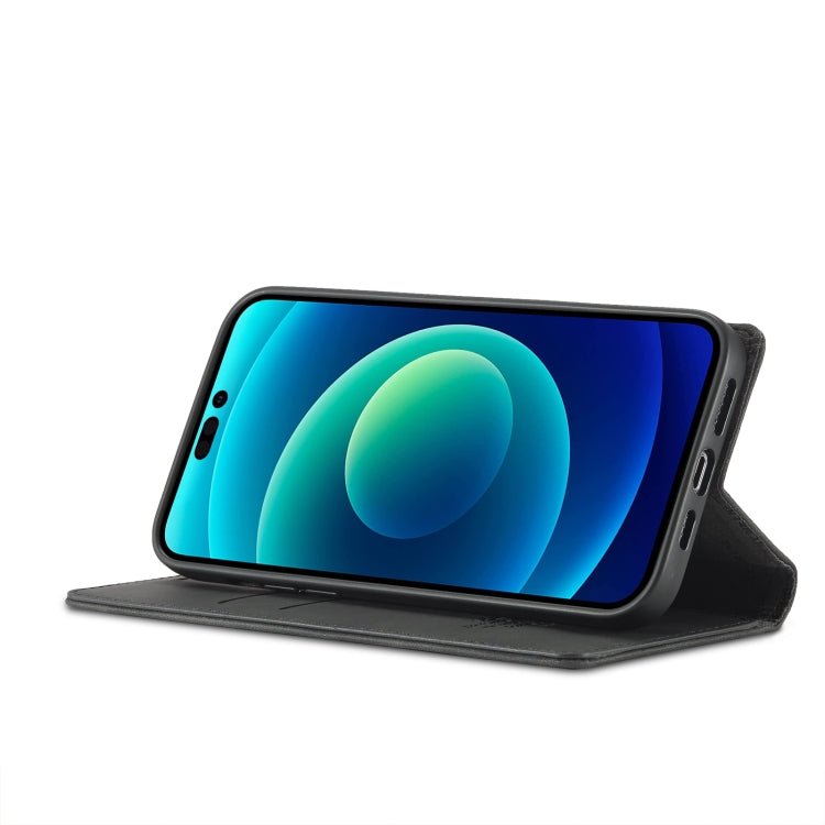 For iPhone 14 Pro LC.IMEEKE Strong Magnetic Leather Phone Case with Holder & Card Slots & Wallet(Black) - iPhone 14 Pro Cases by LC.IMEEKE | Online Shopping UK | buy2fix