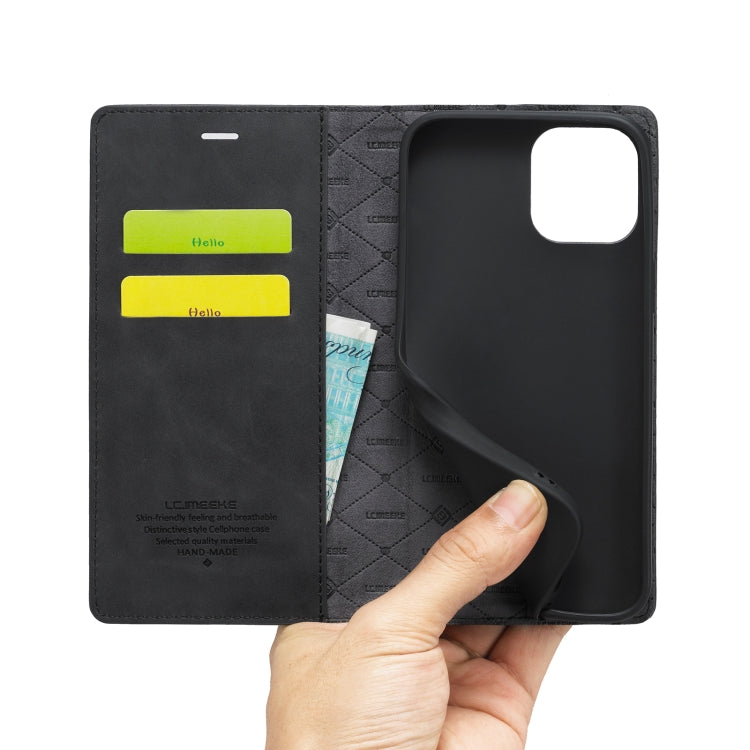 For iPhone 14 LC.IMEEKE Strong Magnetic Leather Phone Case with Holder & Card Slots & Wallet (Black) - iPhone 14 Cases by LC.IMEEKE | Online Shopping UK | buy2fix