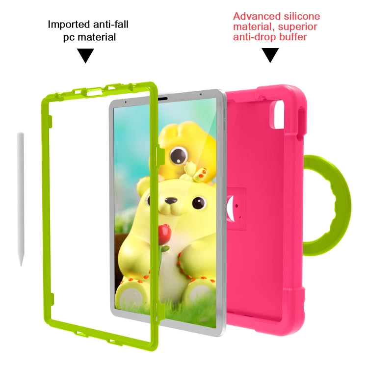For iPad Pro 11 (2020) PC + Silicone Shockproof Combination Tablet Case with 360 Degree Rotating Holder & Handle(Rose Red+Grass Green) - iPad Pro 11 (2020) Cases by buy2fix | Online Shopping UK | buy2fix