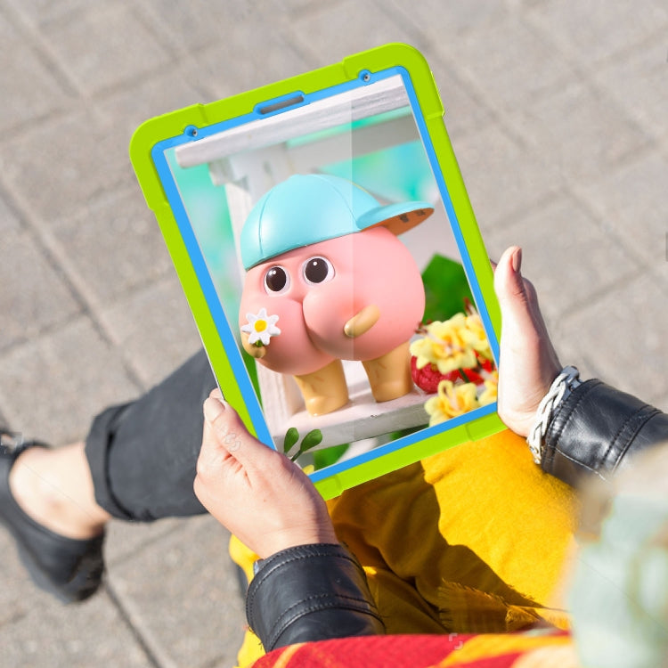 For iPad Pro 11 (2020) PC + Silicone Shockproof Combination Tablet Case with 360 Degree Rotating Holder & Handle(Grass Green+Blue) - iPad Pro 11 (2020) Cases by buy2fix | Online Shopping UK | buy2fix