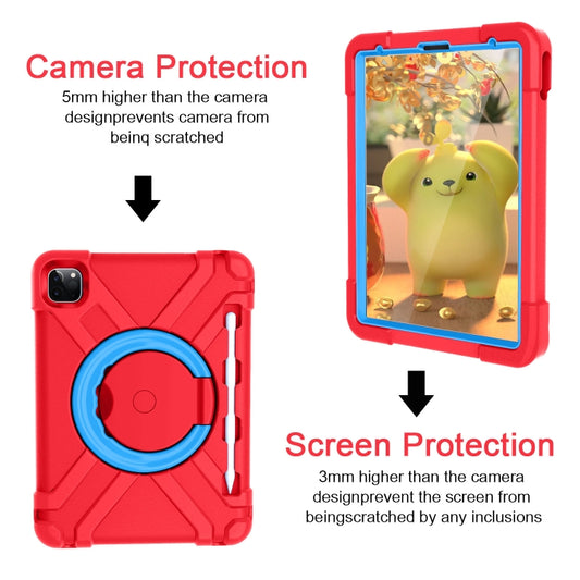 For iPad Pro 11 (2020) PC + Silicone Shockproof Combination Tablet Case with 360 Degree Rotating Holder & Handle(Red+Blue) - iPad Pro 11 (2020) Cases by buy2fix | Online Shopping UK | buy2fix