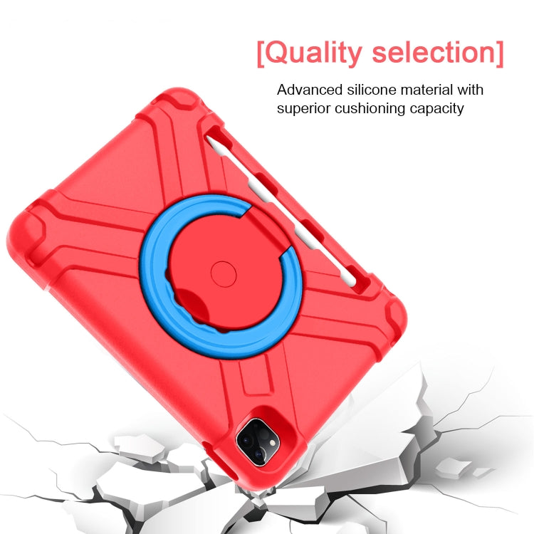 For iPad Pro 11 (2020) PC + Silicone Shockproof Combination Tablet Case with 360 Degree Rotating Holder & Handle(Red+Blue) - iPad Pro 11 (2020) Cases by buy2fix | Online Shopping UK | buy2fix
