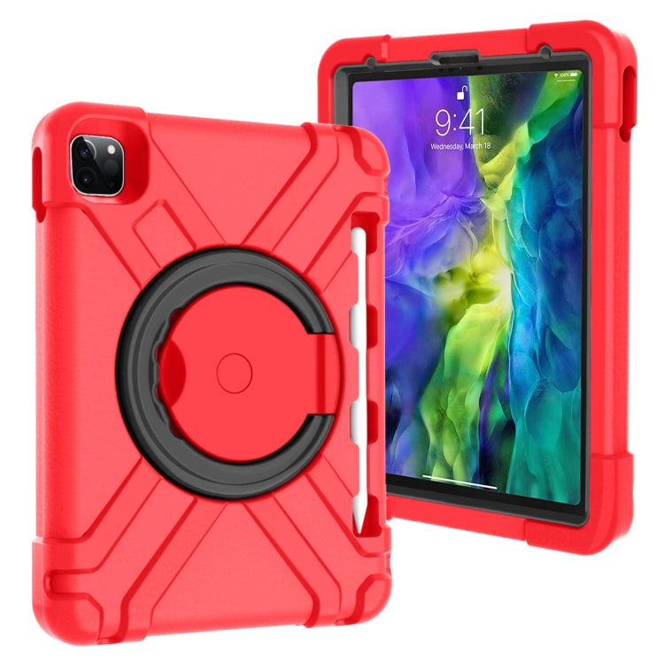 For iPad Pro 11 (2020) PC + Silicone Shockproof Combination Tablet Case with 360 Degree Rotating Holder & Handle(Red+Black) - iPad Pro 11 (2020) Cases by buy2fix | Online Shopping UK | buy2fix