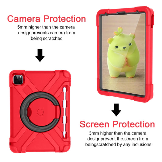 For iPad Pro 11 (2020) PC + Silicone Shockproof Combination Tablet Case with 360 Degree Rotating Holder & Handle(Red+Black) - iPad Pro 11 (2020) Cases by buy2fix | Online Shopping UK | buy2fix