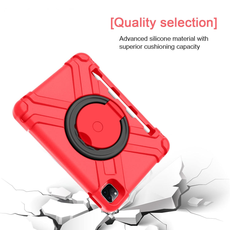 For iPad Pro 11 (2020) PC + Silicone Shockproof Combination Tablet Case with 360 Degree Rotating Holder & Handle(Red+Black) - iPad Pro 11 (2020) Cases by buy2fix | Online Shopping UK | buy2fix