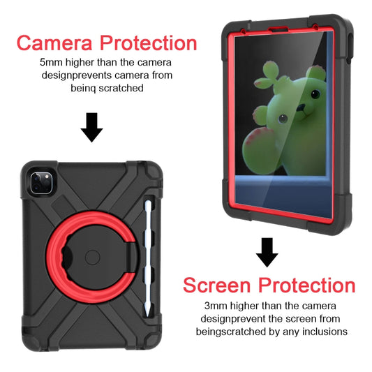 For iPad Pro 11 (2020) PC + Silicone Shockproof Combination Tablet Case with 360 Degree Rotating Holder & Handle(Black+Red) - iPad Pro 11 (2020) Cases by buy2fix | Online Shopping UK | buy2fix