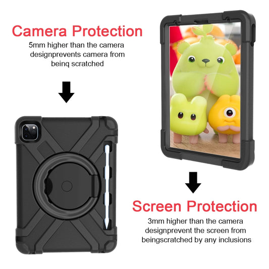 For iPad Pro 11 (2020) PC + Silicone Shockproof Combination Tablet Case with 360 Degree Rotating Holder & Handle(Black) - iPad Pro 11 (2020) Cases by buy2fix | Online Shopping UK | buy2fix