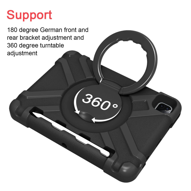 For iPad Pro 11 (2020) PC + Silicone Shockproof Combination Tablet Case with 360 Degree Rotating Holder & Handle(Black) - iPad Pro 11 (2020) Cases by buy2fix | Online Shopping UK | buy2fix