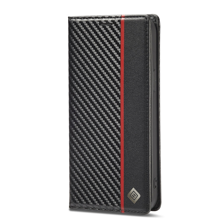 For iPhone 14 Pro LC.IMEEKE Carbon Fiber PU + TPU Leather Case(Vertical Black) - iPhone 14 Pro Cases by LC.IMEEKE | Online Shopping UK | buy2fix