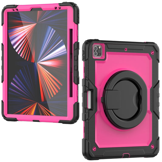 For iPad Pro 12.9 2021 Bracelet Holder Silicone + PC Tablet Case(Rose Red) - iPad Pro 12.9 (2020) Cases by buy2fix | Online Shopping UK | buy2fix