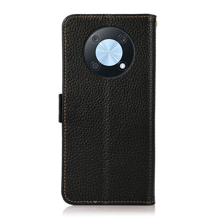 For Huawei nova Y90 / Enjoy 50 Pro KHAZNEH Litchi Texture RFID Genuine Leather Phone Case(Black) - Huawei Cases by buy2fix | Online Shopping UK | buy2fix