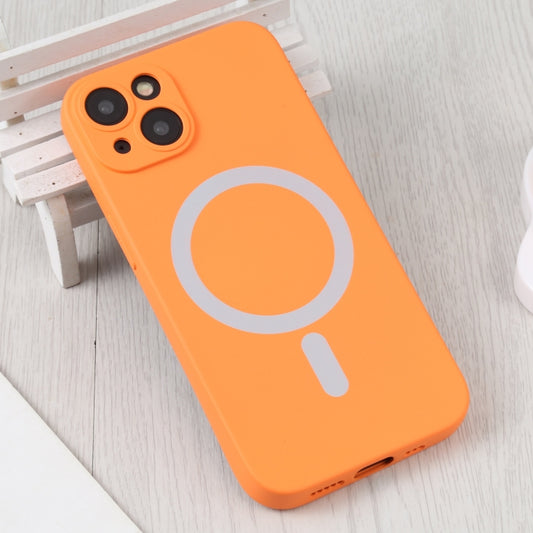 For iPhone 14 Plus Liquid Silicone Magsafe Phone Case (Orange) by buy2fix