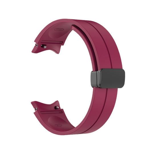 For Samsung Galaxy Watch5 40mm / 44mm / Pro 45mm Folding Buckle Silicone Watch Band(Wine Red) by buy2fix
