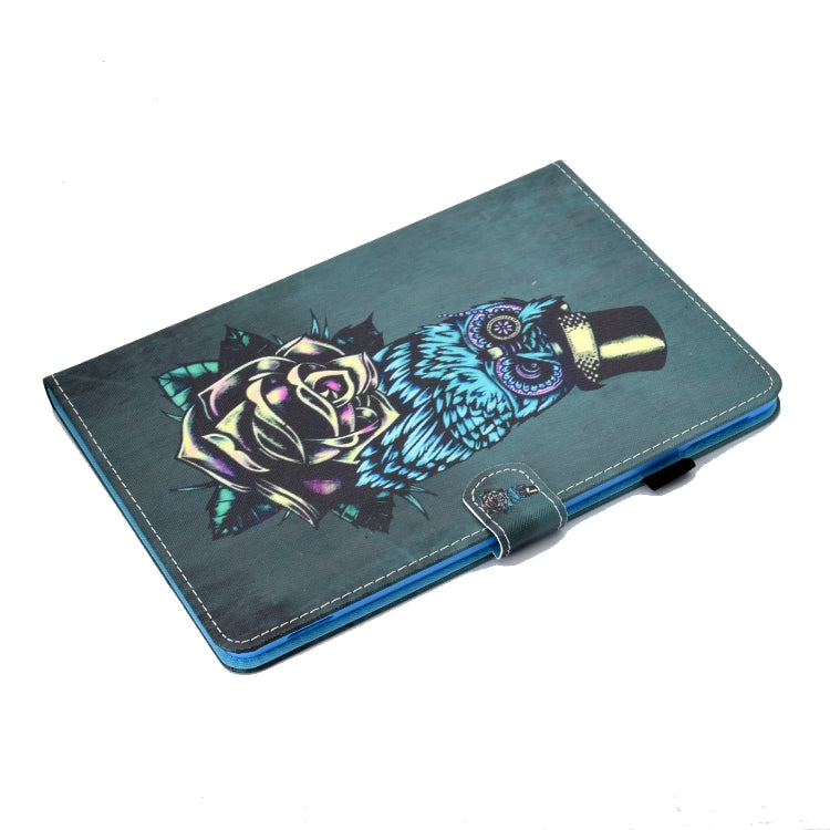 For iPad Pro 11 2020 Sewing Thread TPU Left and Right Flat Leather Tablet Case with Sleep Function & Card Slot & Buckle Anti-skid Strip and Pen Cover(Rose Owl) - iPad Pro 11 (2020) Cases by buy2fix | Online Shopping UK | buy2fix