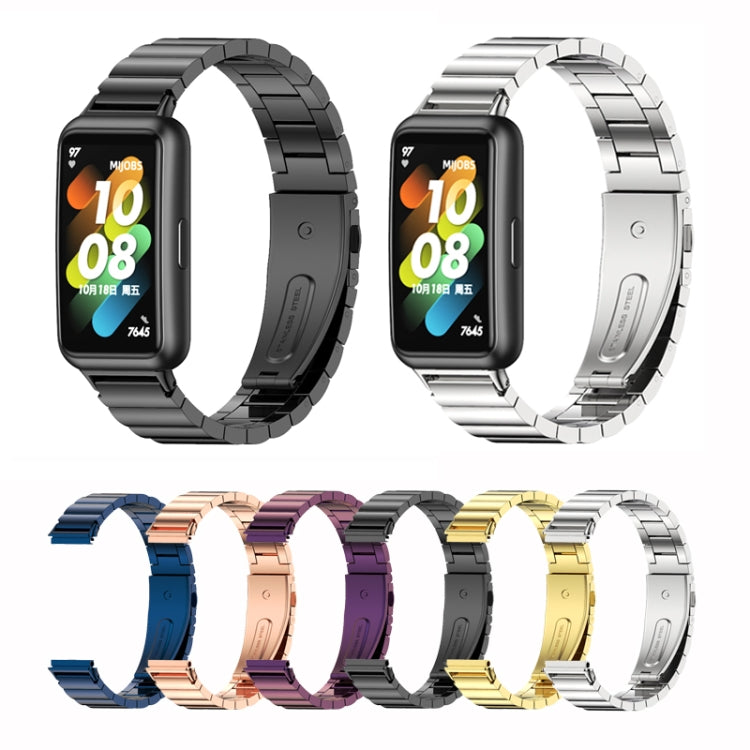 For Huawei Band 7 / 7 NFC Mijobs Bamboo Stainless Steel Metal Watch Band(Gold) by MIJOBS