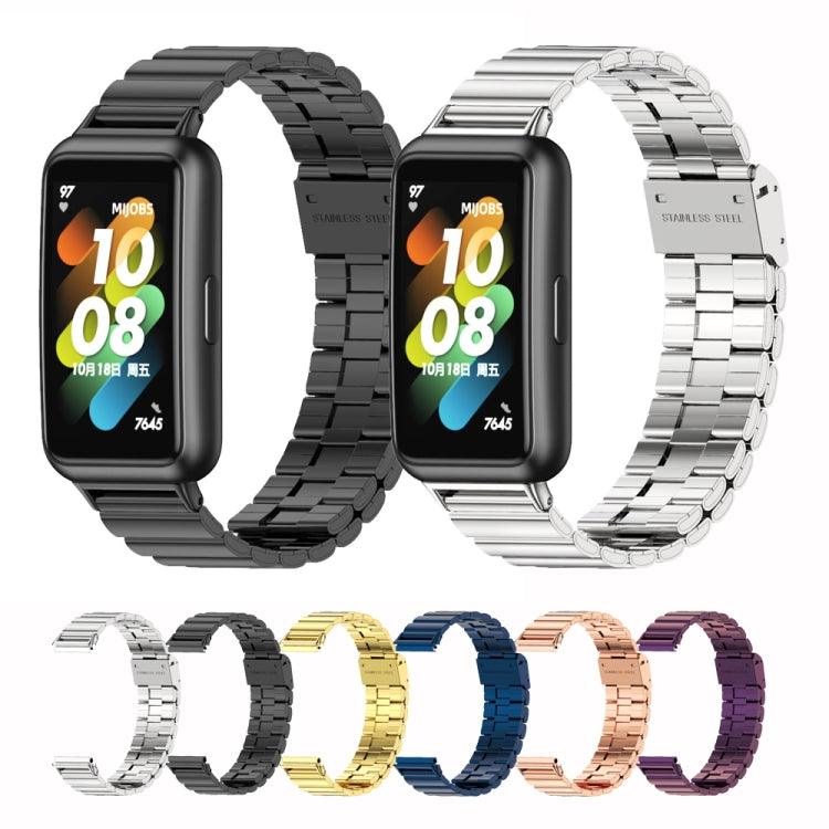 For Huawei Band 7 / 7 NFC Mijobs Bamboo Stainless Steel Metal Buckle Watch Band(Gold) by MIJOBS