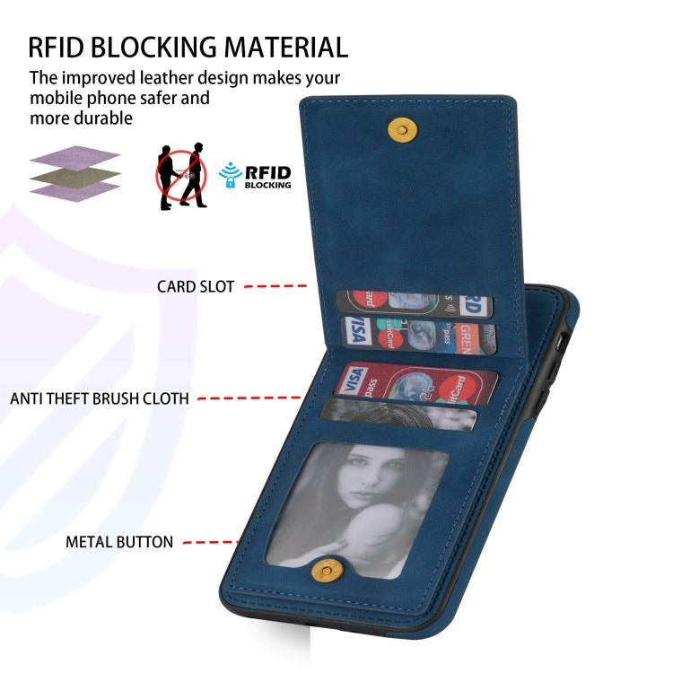 For iPhone 11 Pro N.BEKUS Vertical Flip Card Slot RFID Phone Case (Blue) - iPhone 11 Pro Cases by N.BEKUS | Online Shopping UK | buy2fix
