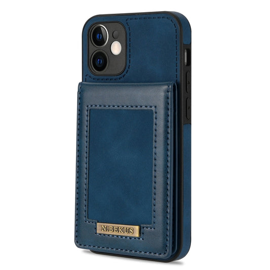 For iPhone 12 mini N.BEKUS Vertical Flip Card Slot RFID Phone Case (Blue) - iPhone 12 mini Cases by N.BEKUS | Online Shopping UK | buy2fix