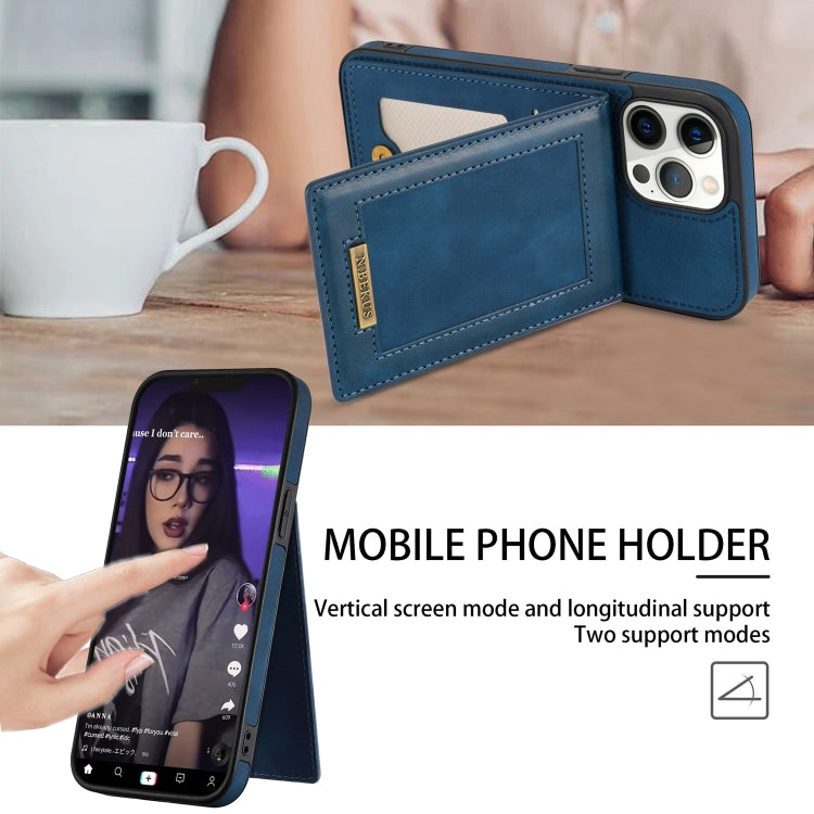 For iPhone 13 Pro Max N.BEKUS Vertical Flip Card Slot RFID Phone Case (Blue) - iPhone 13 Pro Max Cases by N.BEKUS | Online Shopping UK | buy2fix
