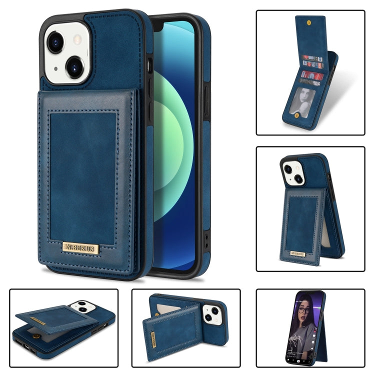 For iPhone 14 N.BEKUS Vertical Flip Card Slot RFID Phone Case (Blue) - iPhone 14 Cases by N.BEKUS | Online Shopping UK | buy2fix