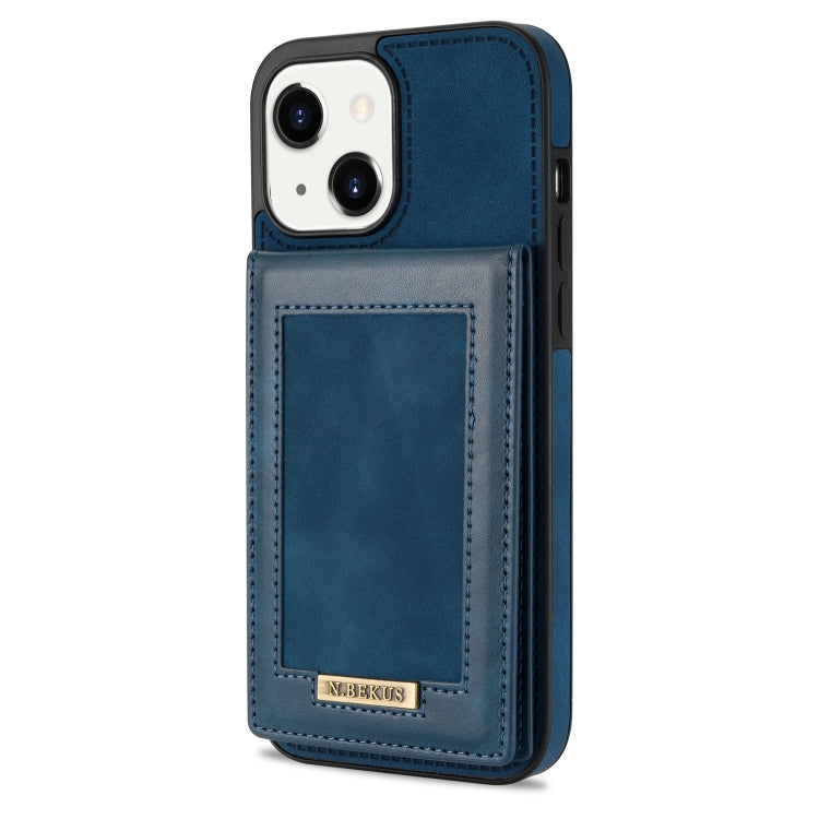 For iPhone 14 N.BEKUS Vertical Flip Card Slot RFID Phone Case (Blue) - iPhone 14 Cases by N.BEKUS | Online Shopping UK | buy2fix