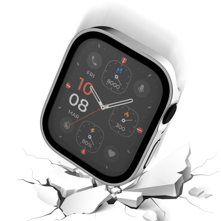 Life Waterproof Frosted 2 in 1 PC Frame + Tempered Glass Protective Case For Apple Watch Series 6 / 5 / 4 / SE 40mm(Silver) by buy2fix