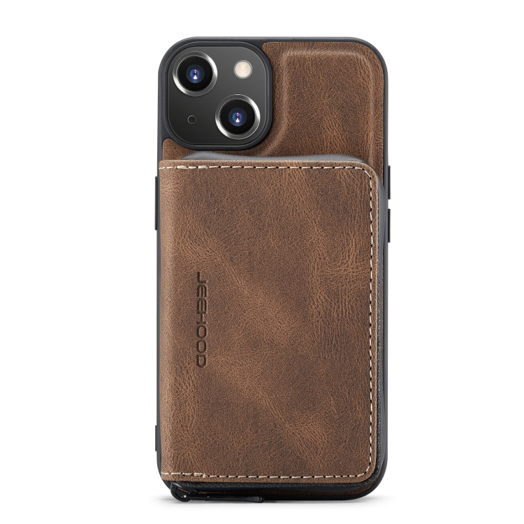 For iPhone 14 JEEHOOD Magnetic Zipper Wallet Leather Phone Case (Brown) - iPhone 14 Cases by JEEHOOD | Online Shopping UK | buy2fix