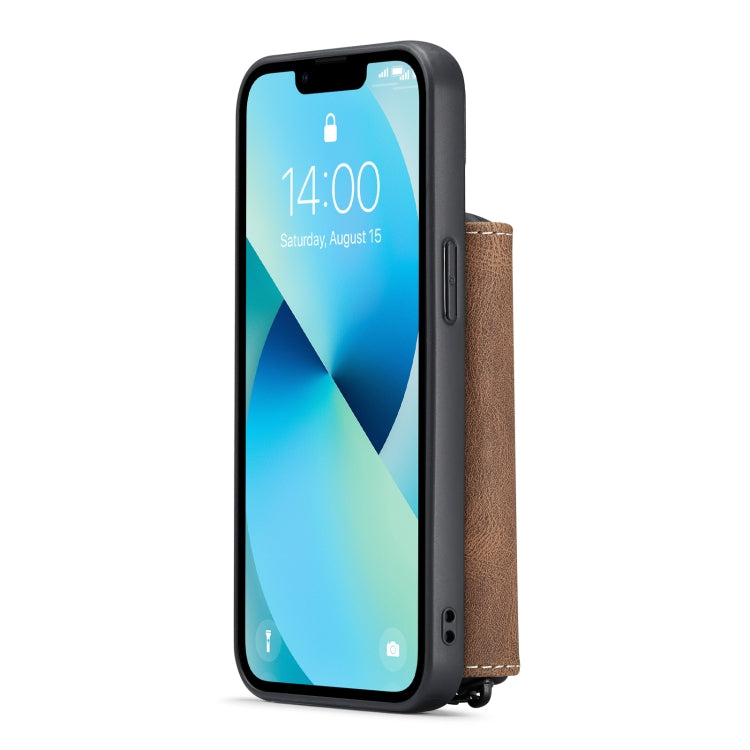 For iPhone 14 JEEHOOD Magnetic Zipper Wallet Leather Phone Case (Brown) - iPhone 14 Cases by JEEHOOD | Online Shopping UK | buy2fix