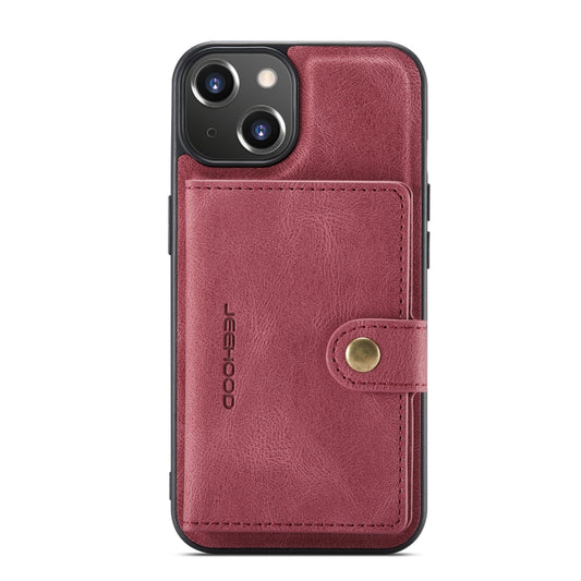 For iPhone 14 JEEHOOD Retro Magnetic Detachable Leather Phone Case (Red) - iPhone 14 Cases by JEEHOOD | Online Shopping UK | buy2fix