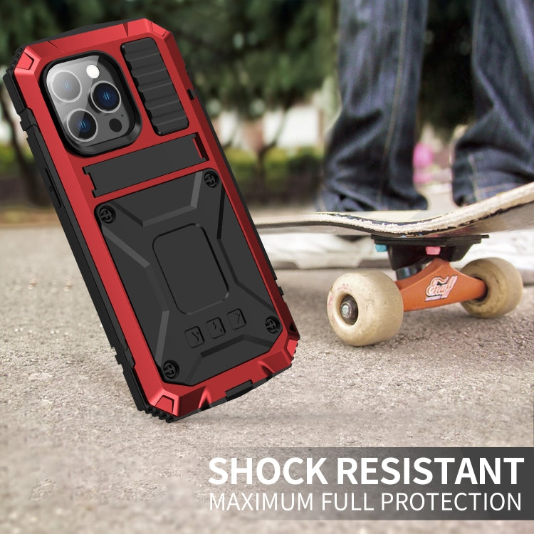 For iPhone 14 Pro R-JUST Shockproof Waterproof Dust-proof Case with Holder(Red) by R-JUST