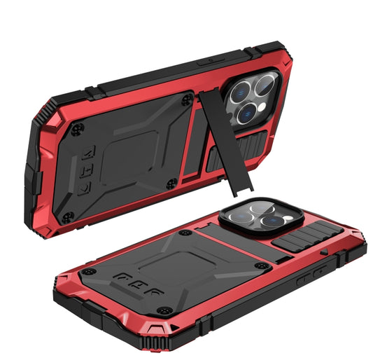 For iPhone 14 Pro Max R-JUST Shockproof Waterproof Dust-proof Case with Holder (Red) by R-JUST