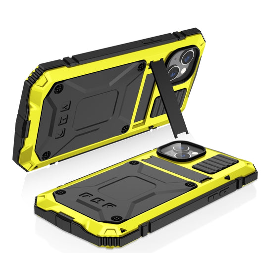 For iPhone 14 Plus R-JUST Shockproof Waterproof Dust-proof Case with Holder (Yellow) by R-JUST