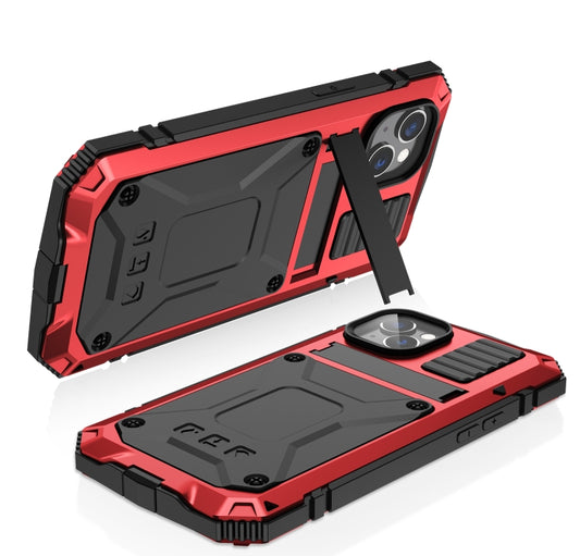 For iPhone 14 Plus R-JUST Shockproof Waterproof Dust-proof Case with Holder (Red) by R-JUST