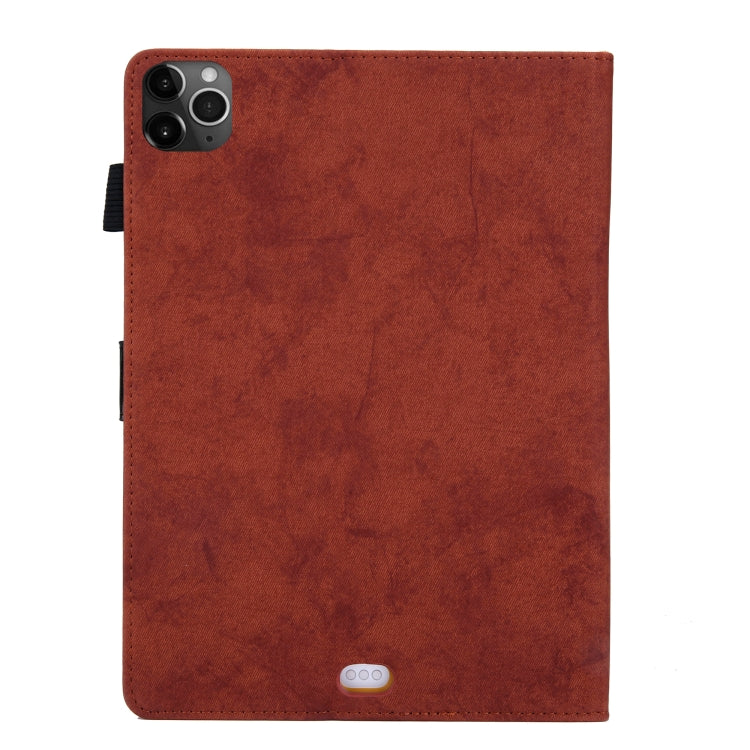 For iPad Pro 11 (2020) & (2018) Marble Style Cloth Texture Tablet PC Protective Leather Case with Bracket & Card Slot & Photo Holder(Brown) - iPad Pro 11 (2018) Cases by buy2fix | Online Shopping UK | buy2fix