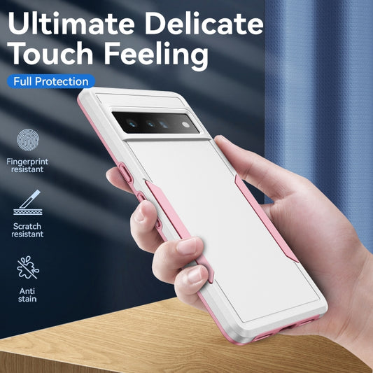 For Google Pixel 7 Pro Pioneer Armor Heavy Duty PC + TPU Phone Case(White+Pink) by buy2fix