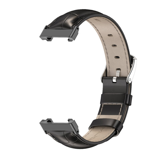For Xiaomi Mi Band 7 Pro Mijobs Genuine Leather Top Layer Cowhide Watch Band(Bamboo Black) by MIJOBS