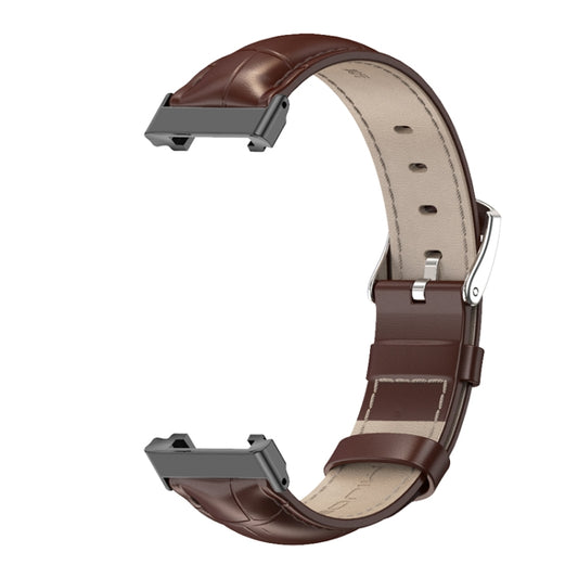 For Xiaomi Mi Band 7 Pro Mijobs Genuine Leather Top Layer Cowhide Watch Band(Bamboo Coffee Black) by MIJOBS