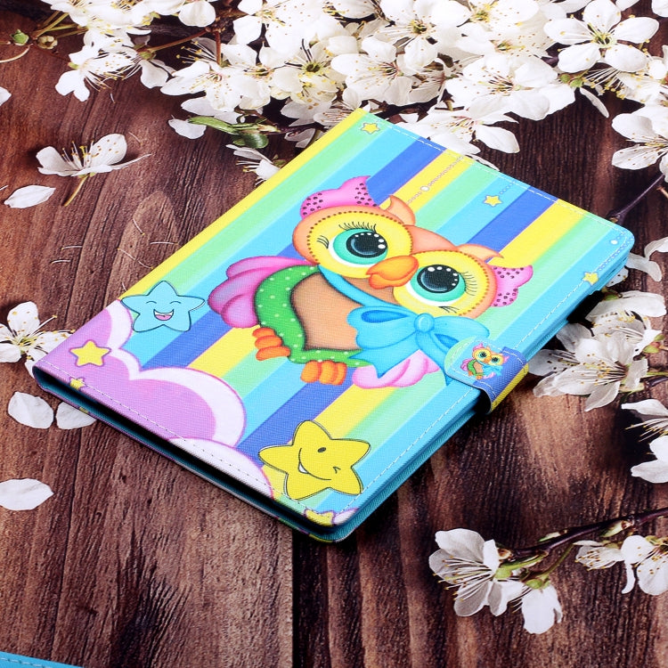 For iPad Pro 11 inch 2020 Painted Left and Right Flat Leather Tablet Case with Sleep Function & Card Slot & Buckle Anti-skid Strip and Bracket(Rainbow Owl) - iPad Pro 11 (2020) Cases by buy2fix | Online Shopping UK | buy2fix