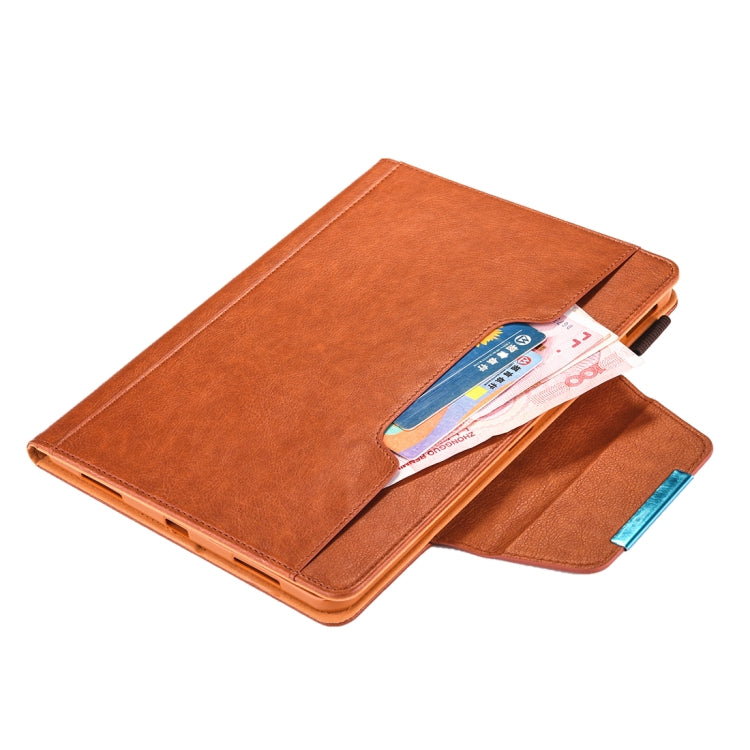 For iPad Pro 11 (2020) & (2018) Big Metal Button Business Tablet PC Protective Leather Case with Bracket & Card Slot & Photo Holder & Wallet(Brown) - iPad Pro 11 (2018) Cases by buy2fix | Online Shopping UK | buy2fix